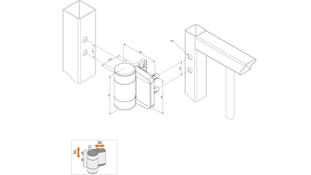 Locinox Swing Gate Hinge - 180° Double bearing hinge - DINO - Black - Each.webp