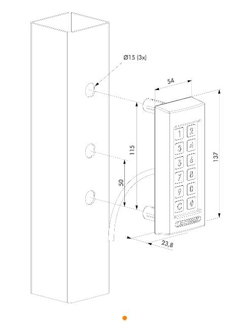 3 Digital Wired Keypad for Gate Slimstone in Silver Colour.webp