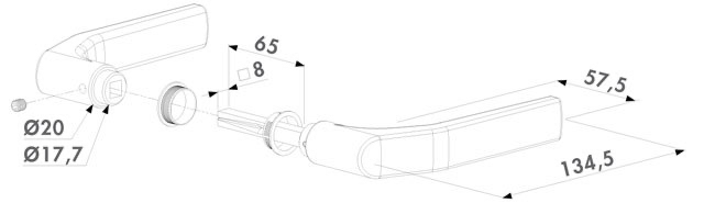 Gate Handle Aluminium with 8mm square 65 mm spindle Locinox 3000J.webp