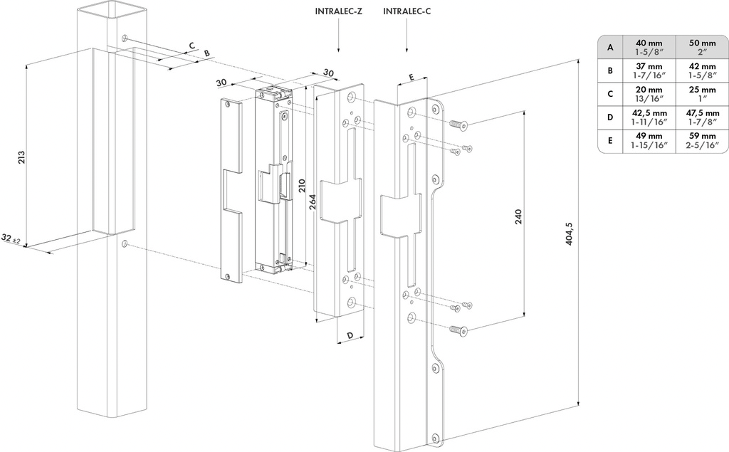 Locinox Built in  ELECTRIC STRIKE FOR FORTY, Fifty & Sixty LOCK Gate frame 50mm - Fail Close.webp