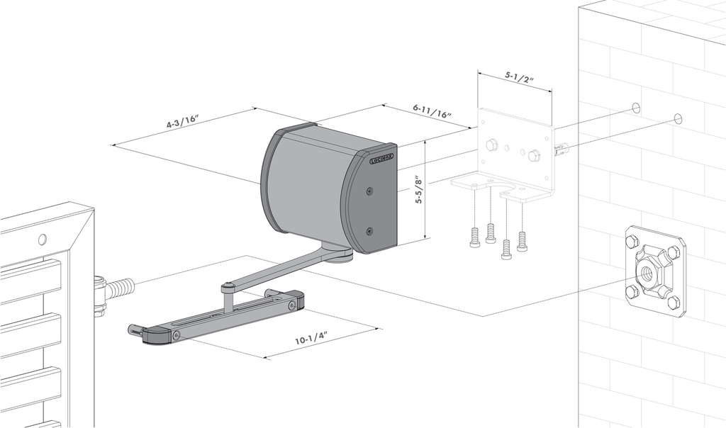 1Panther All-round hydraulic gate closer for wall and post mounting in RAL 9005.webp