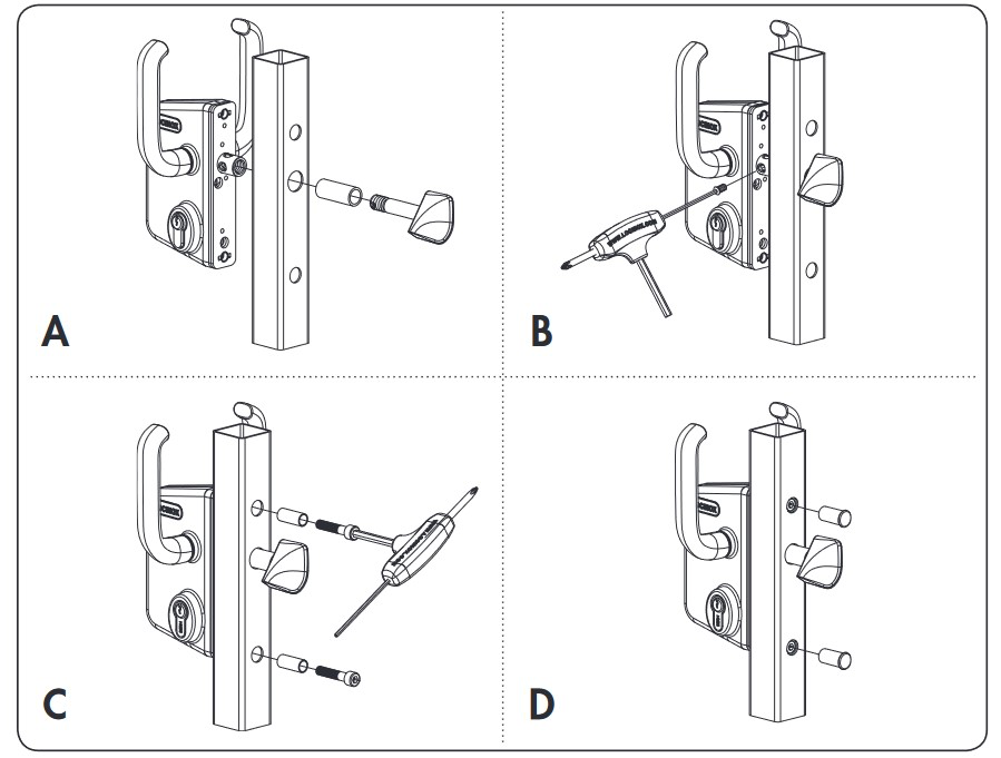 3 Locinox Industrial Manual Sliding Gate Lock 40mm profile Black colour -without Keep.webp