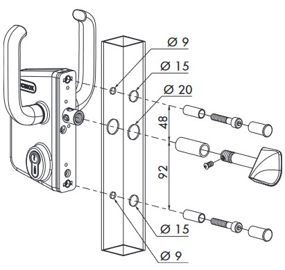 2 Locinox Industrial Manual Sliding Gate Lock 40mm profile Black colour -without Keep.webp