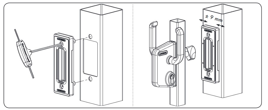 4 Locinox Industrial Manual Sliding Gate Lock 40mm profile Silver colour -with Keep.webp