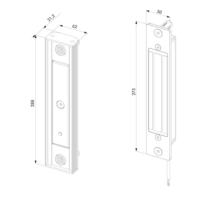 Integrated magnet lock for Sliding gates -Silver.webp