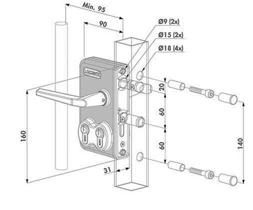 3 Locinox Industrial Double Cylinder Lock for 50mm profile.webp