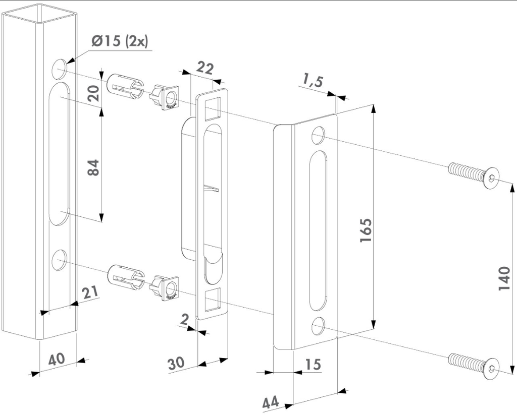 Locinox Ornamental Lock Keep flat Aluminium SPKZ-QF - Silver.webp