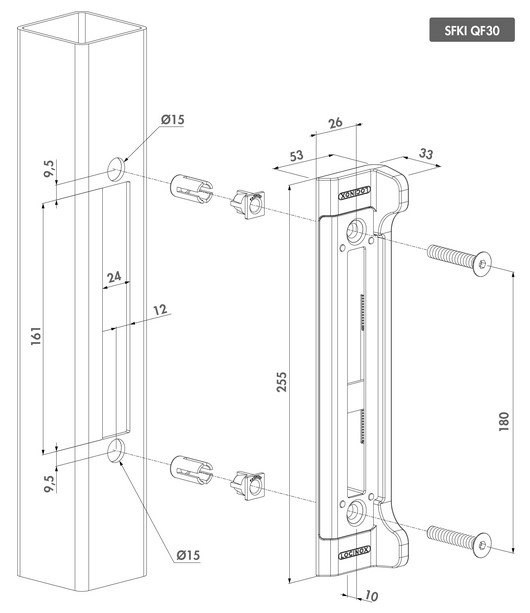Locinox Stainless Steel Lock Keeper for fortylock, fifty lock and sixty lock for 30mm Posts- SFKI QF30.webp