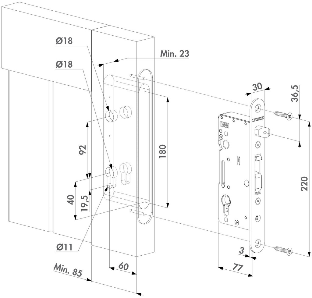3 Swing Gate Mortise Lock H Wood 35 mm Back Set Lock only.webp