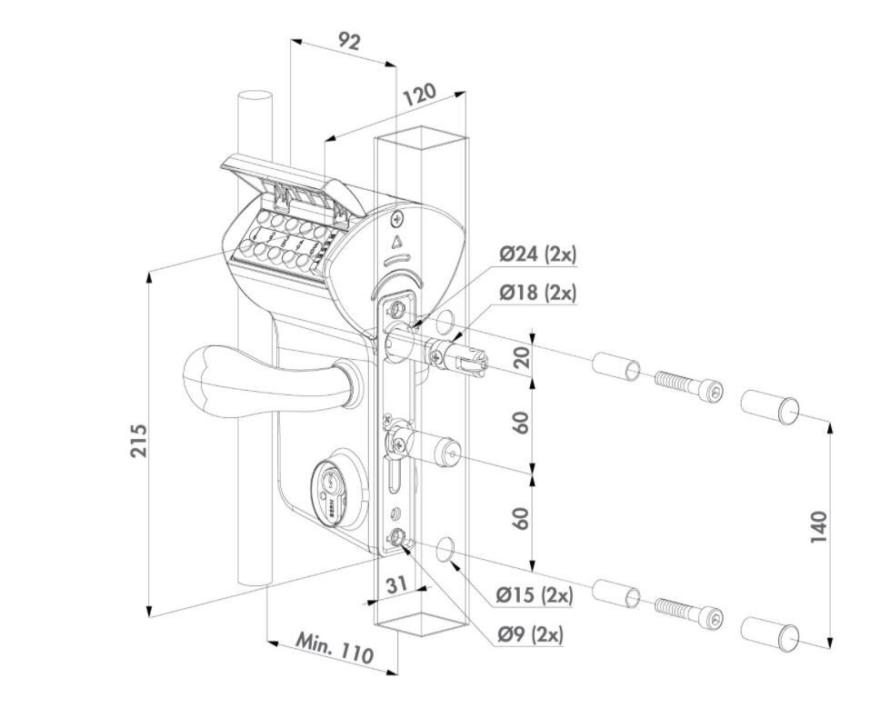 VINCI - SURFACE MOUNTED MECHANICAL DIGITAL CODE LOCK for 40-60 mm Square - Siver.webp
