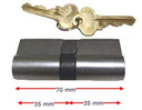 Viro Italian Euro Double Cylinder-Key Barrel 70mm- Satin Chrome Key alike.webp