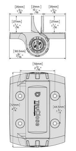 Tru Close Self Closing Gate Hinge 70kg Chrome Trim no leg.webp