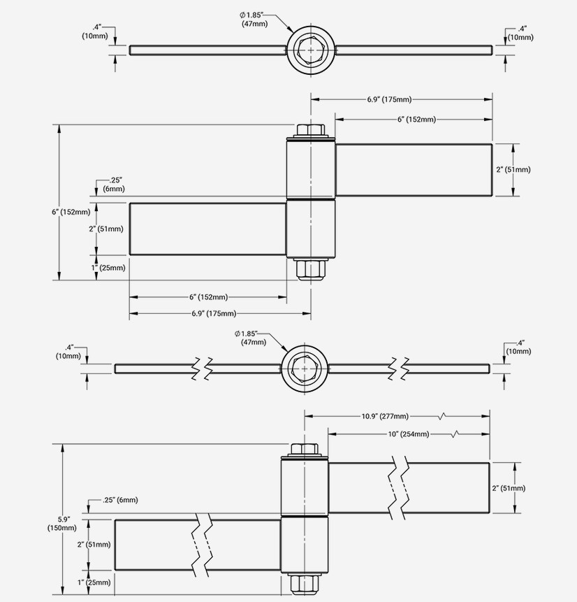 Heavy Duty Weld  On Strap Hinges 152mm BadAss  - Each.webp