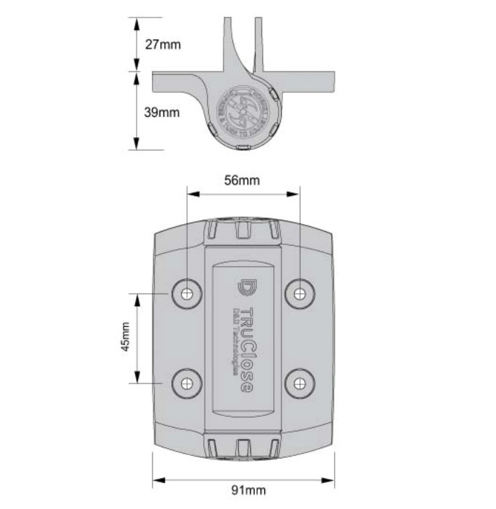 Tru Close Self Closing Hinge 2 Legs 70kg Black Trim.webp