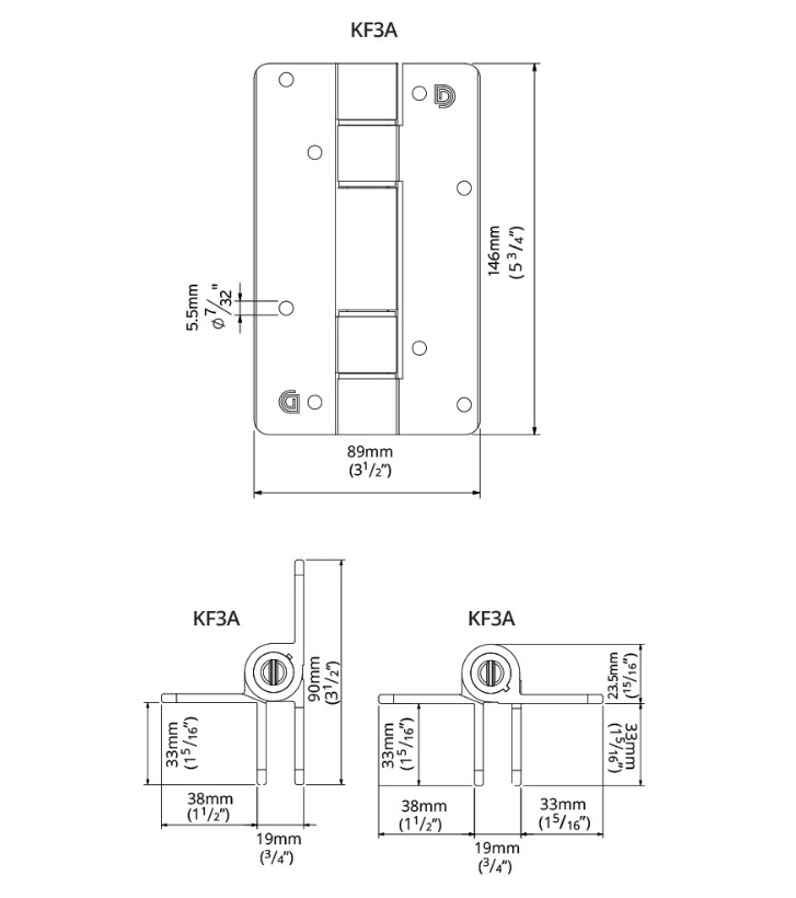 Kwikfit Aluminium Hinges Wall to Gate Self Closing  - pair.webp