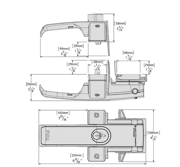 Magnetic Gate Lock - Black Handle Keyed Different.webp
