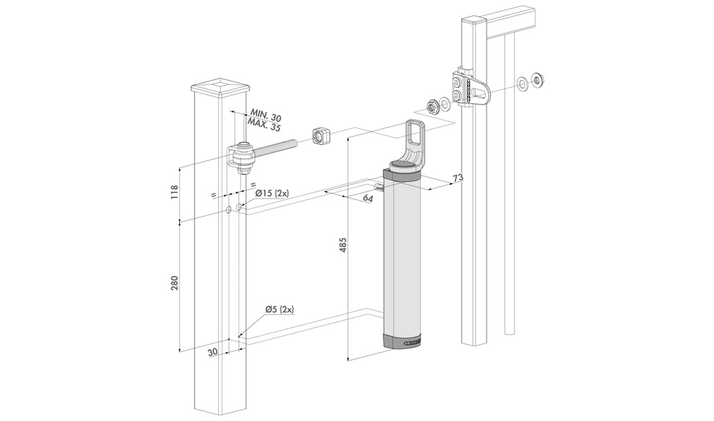 Rhino Aesthetical 180° Gate Closer - Black.webp