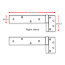 Strap Hinge 300x 50mm 14mm pin For gates up to 100 kgs - both LEFT and RIGHT PAIRS.webp