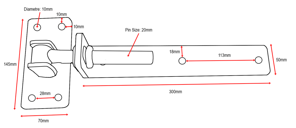 Adjustable Strap Hinge 20mm pin 300mm long in Black -for Timber Gates - 2 hinges.webp