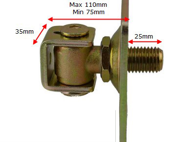 Adjustable Swing  gate Hinge with Fixing Plate - 24mm neck  120x120 PLATE  - pair.webp