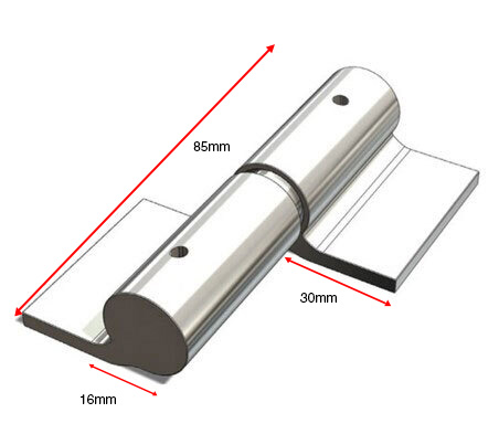 Swing Gate Weld to Weld hinge 16mm LH - pair - Zinc plated.webp