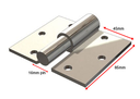 Swing Gate Screw to Screw hinge 16mm RH - pair - Zinc plated.webp