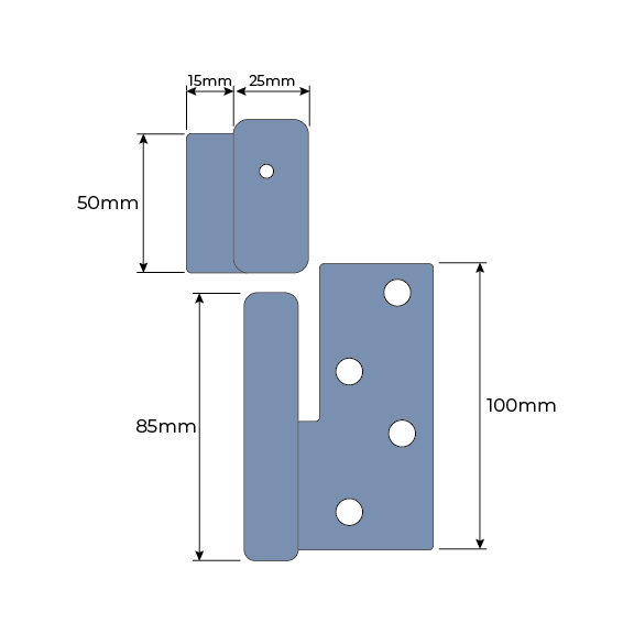HeavyDuty Swing Gate Hinge Weld to Screw  19mm RH- pair- Zinc.webp