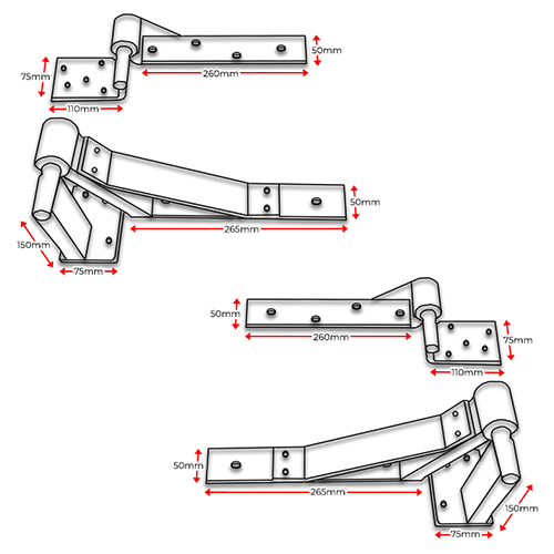 Heavy Duty Rising hinges or Up Hill Hinges Type B for Swing Gates- Both (LH & RH) .webp