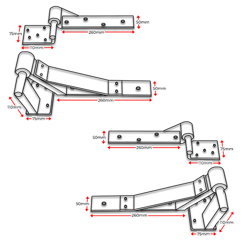Heavy Duty Rising hinges or Up Hill Hinges Type A for Swing Gates- Both (LH & RH) .webp