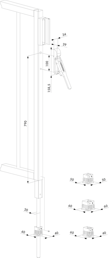 2 Locinox Aluminium Internal dropbolt 120mm - SUBY - Black Colour.webp