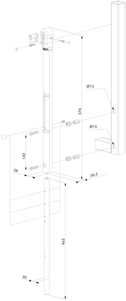 Locinox Lockable drop bolt 140mm - Silver Colour.webp