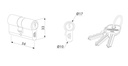 Europrofile cylinder with three keys 54 mm STD key Difference.webp