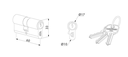 Europrofile cylinder with three keys 60 mm STD key alike.webp