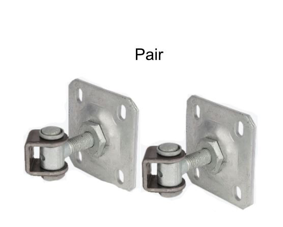 Hot Dipped Galvanized Adjustable Swing Gates Hinge with Fixing Plate - 20mm Neck  67mm Long - Pair