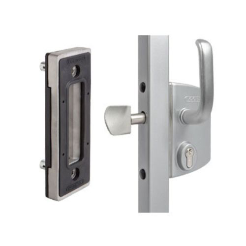 [AGLL410] Locinox Industrial Manual Sliding Gate Lock 40mm Profile Silver Colour - With Keep