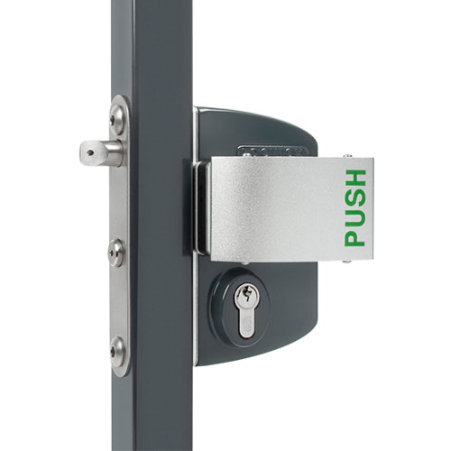 Locinox Industrial Anti Panic Swing Gate Lock U2 for Square Tube 40-60mm Profile - With Push Set