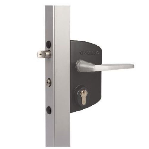 [AGLL429] Locinox Industrial Swing Gate Lock U2 for Flat Bar Adjustable 10-30mm in Black - Lever Handle