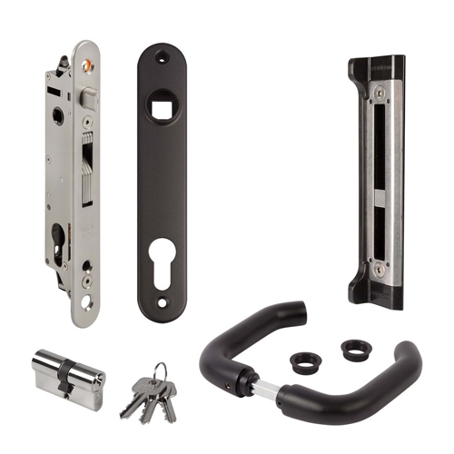 [AGLL470] Locinox FORTYLOCK Euro Insert Mortice Lock - Complete Kit - 40x40 Frame, 20mm Backset, Black - For Swing Gates
