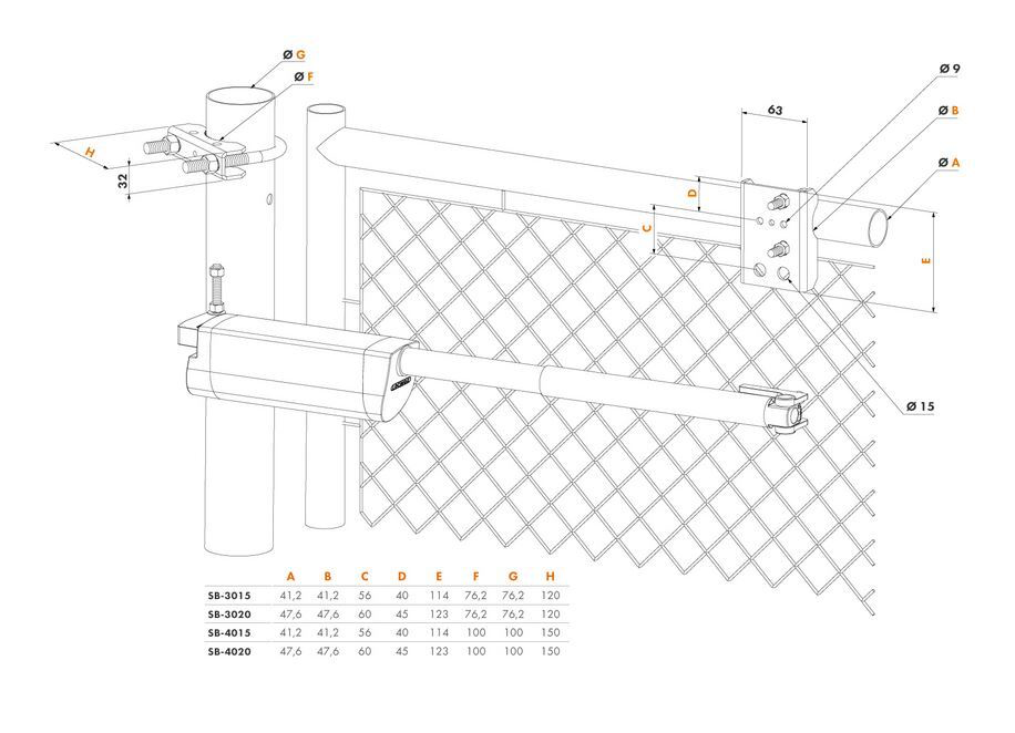 [AGLL489] Chain link bracket Round application for Samson gate closer 4" Post x 1-7/8" gate