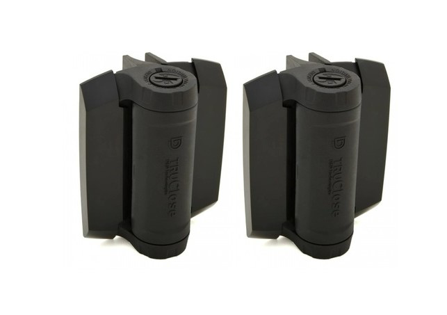 D&D TruClose Adjustable HEAVY DUTY Self Closing Hinges for Gates up to 70kg : Black, for Metal, 2 legs, 21mm Gap - Pair