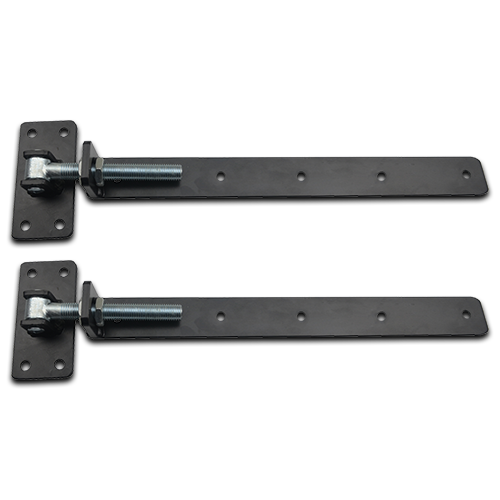 Heavy Duty Adjustable Steel Strap Hinge 24mm pin 600mm long Black Pair - Timber Gates / Pair