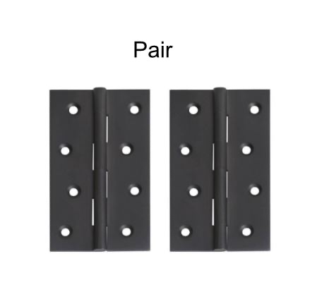 Butt Hinges Stainless Steel Fixed Pin 100x70x2.5mm/  2 Hinges Black
