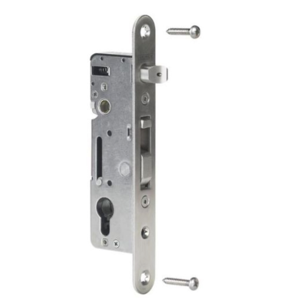 Locinox H Metal Euro Insert Mortice Lock - 65x65 Frame, 35mm Backset, Silver - For Swing Gates