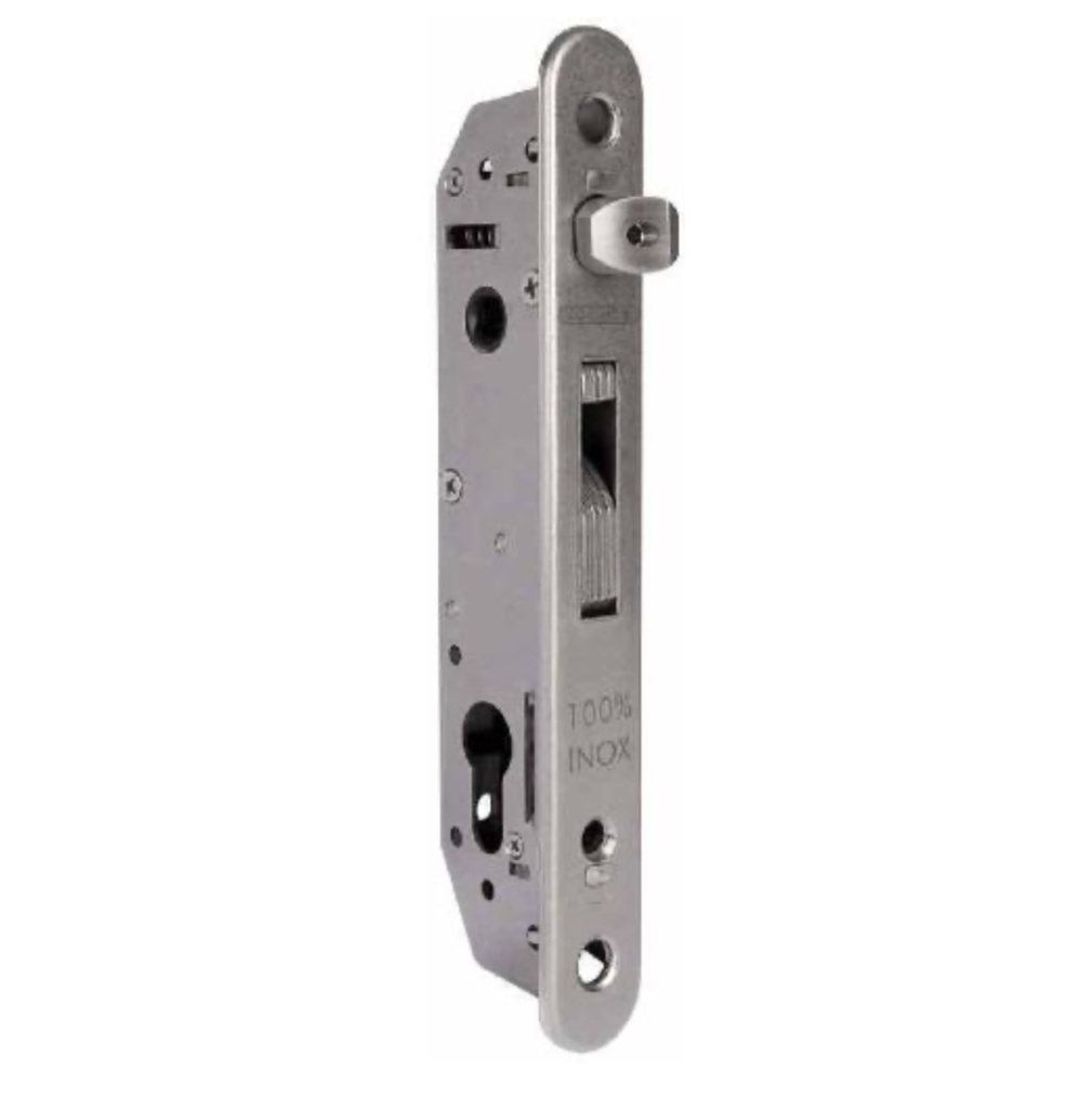 Locinox SIXTYLOCK Euro Insert Mortice Lock - 65x65 Frame, 40mm Backset, Silver - For Swing Gates