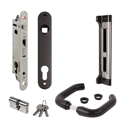 [AGLL572] Locinox FIFTYLOCK Euro Insert Mortice Lock - Complete Kit - 50x50 Frame, 30mm Backset, Black - For Swing Gates