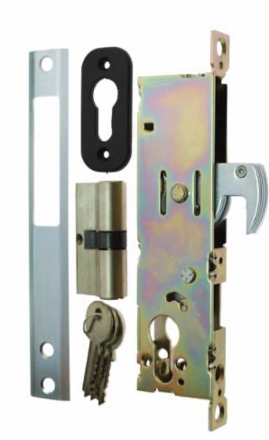 Gatemaster Handleless Euro Insert Mortice Lock - Complete Kit - 40x40 Frame, 20mm Backset, Silver - For Sliding Gates