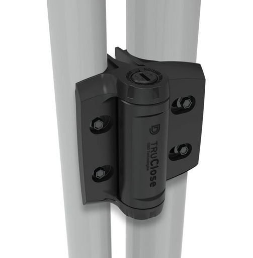 [AHN249] D&D TruClose Adjustable Round Self Closing Hinges - 70kg, Black,  35-41mm  Frame, Two Legs - Pair