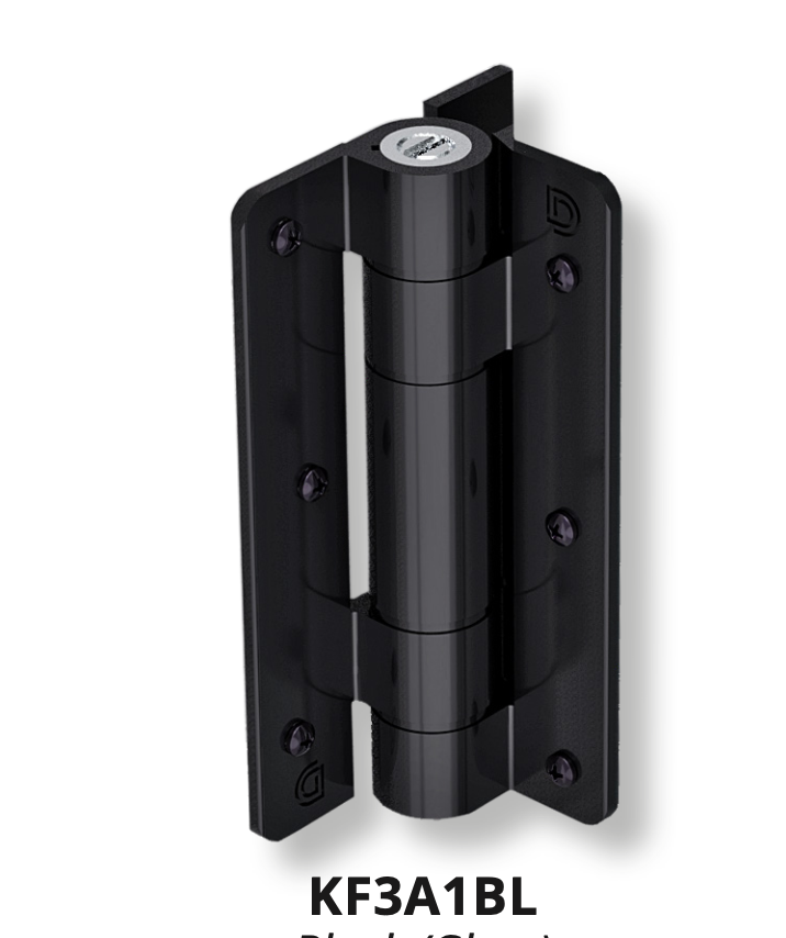 D&D Kwikfit Self Closing Aluminium Hinge up to 20kg: Black, Wall Mounted - KF3A1BL