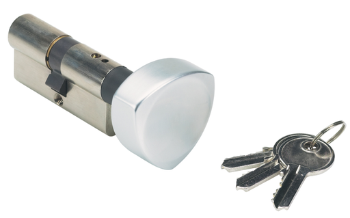 [AKB705] Euro Key Barrel, 60mm Full Cylinder, Keyed Different with Turn Snib - Bright Chrome