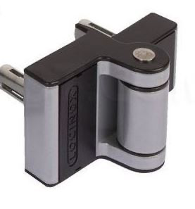 [AHN121] Locinox PUMA - Compact 2 Way Adjustable 180° Surface Mounted Hinge - Silver / Pair (2 Hinges)